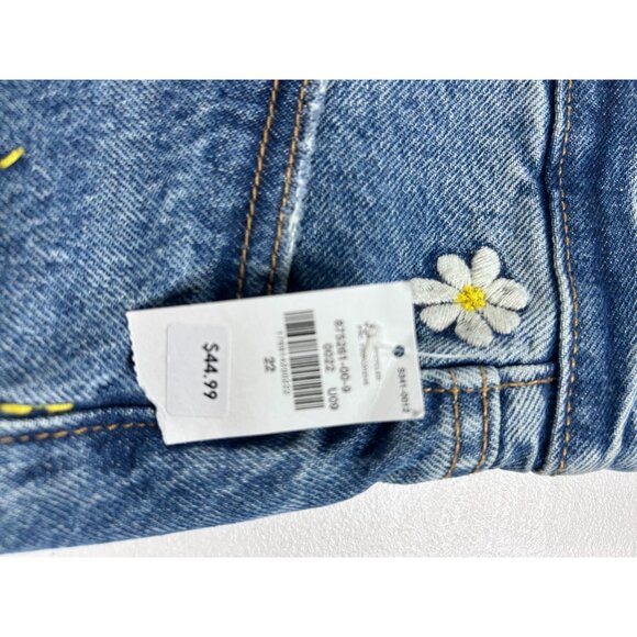 Old Navy Sky-Hi A-Line Denim Shorts Women's Size‎ 22 Floral Embroidery NEW - Picture 5 of 13